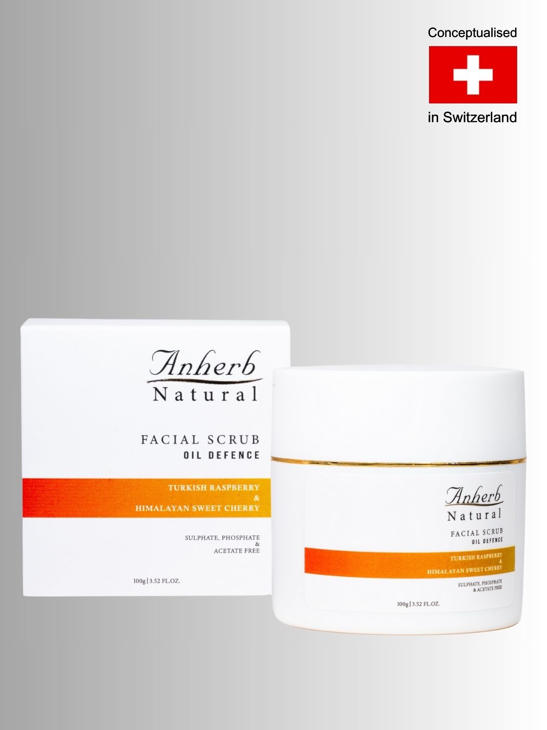 Anherb Natural Oil Defence Facial Scrub With Turkish Raspberry & Himalayan Sweet Cherry For Control Oil + Removing Impurities