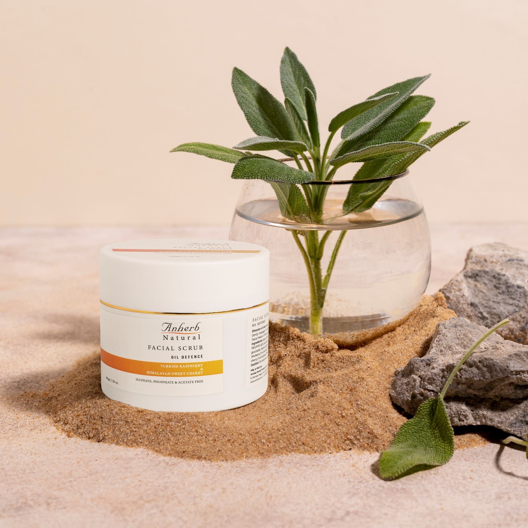 Anherb Natural Oil Defence Facial Scrub With Turkish Raspberry & Himalayan Sweet Cherry For Control Oil + Removing Impurities