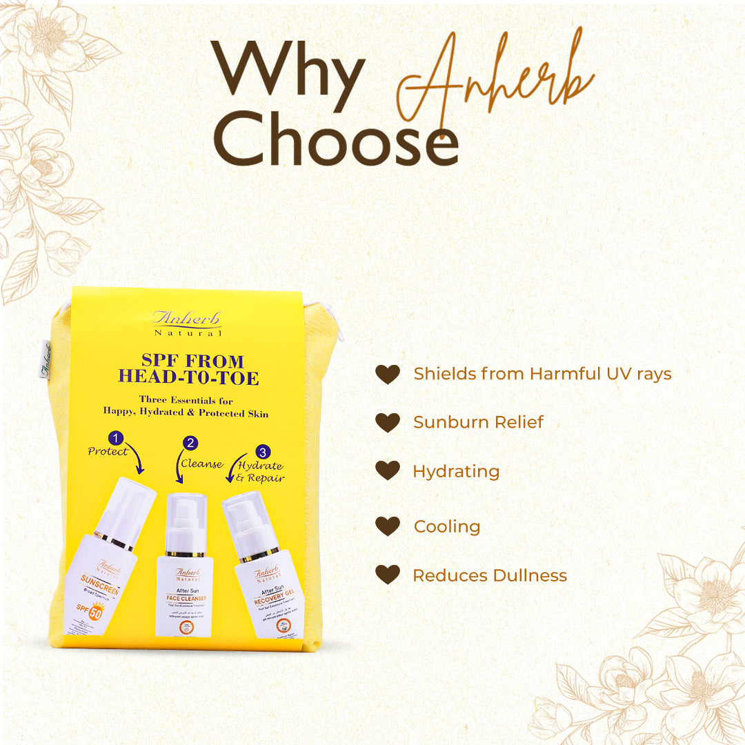 Anherb Natural Daily Sun Protection Sun Care Combo | Pack of 3 | UV - A & UV - B Protection | Paraben Free Formulation | 100 gm each