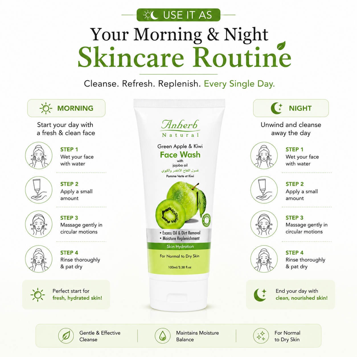 Anherb Green Apple & Kiwi Face Wash | 100ml