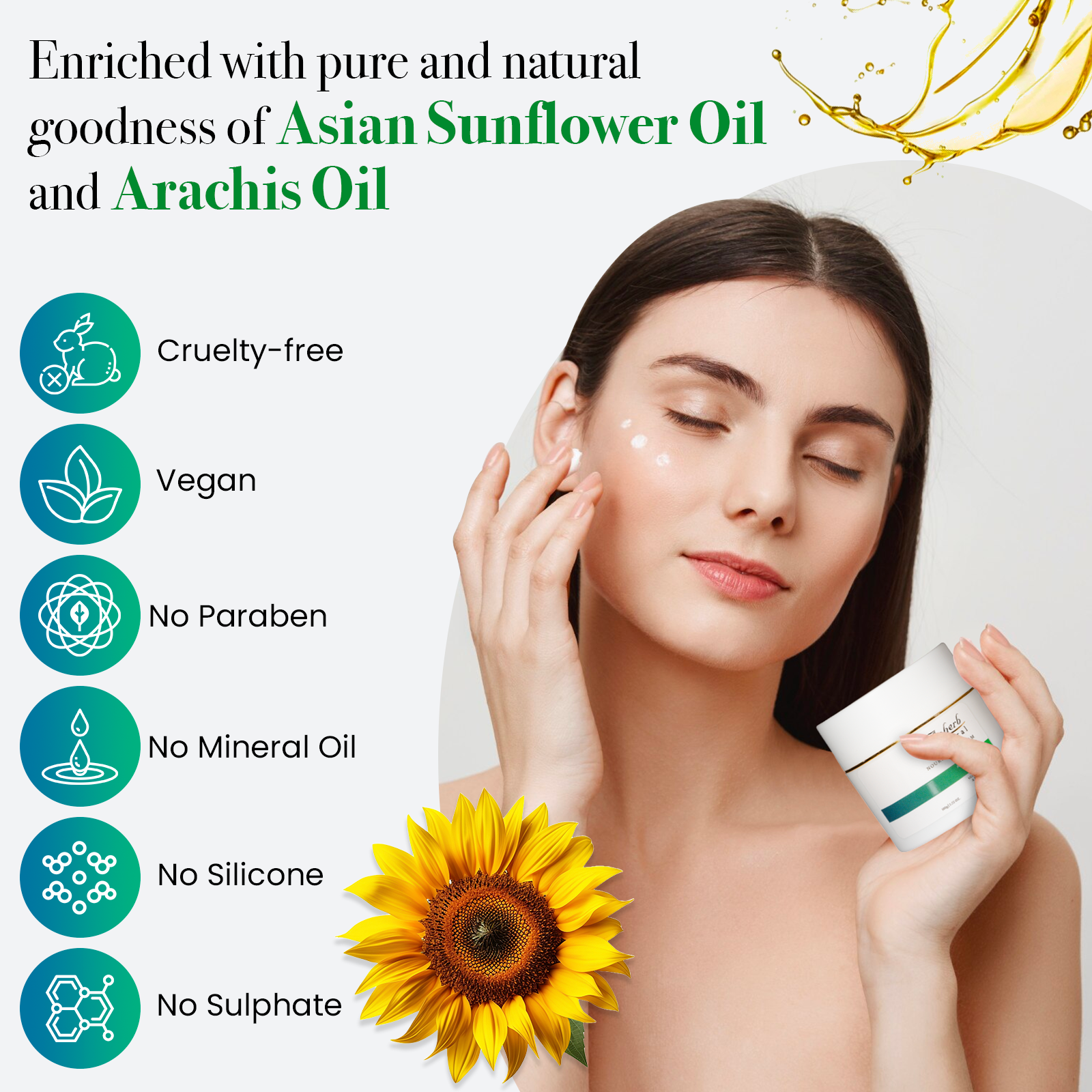Anherb Natural Hydro Nectar Nourishing Cream - 100g | Sunflower Oil, Arachis Oil, Milk, Honey &amp; Shea Butter