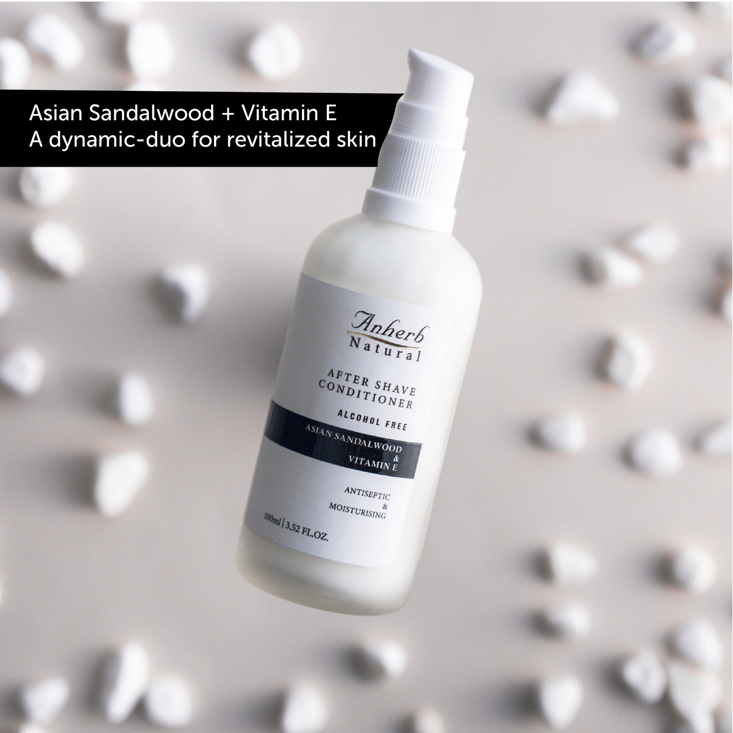 Anherb Natural Premium After Shave Conditioner - 100ml | Asian Sandalwood & Vitamin E Formula | Alcohol-Free, Antiseptic, Anti-Inflammatory