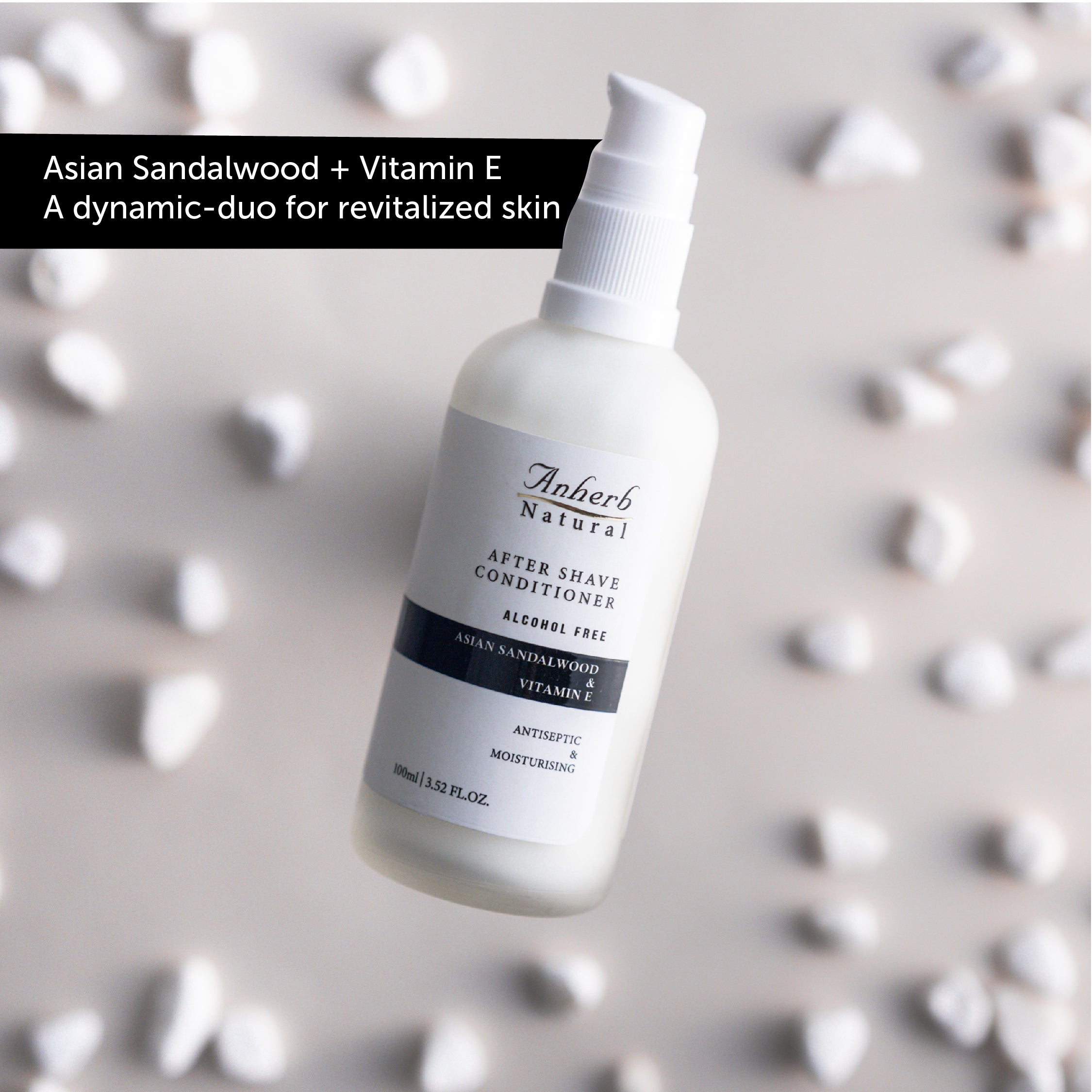 Anherb Natural Premium After Shave Conditioner - 100ml | Asian Sandalwood & Vitamin E Formula | Alcohol-Free, Antiseptic, Anti-Inflammatory