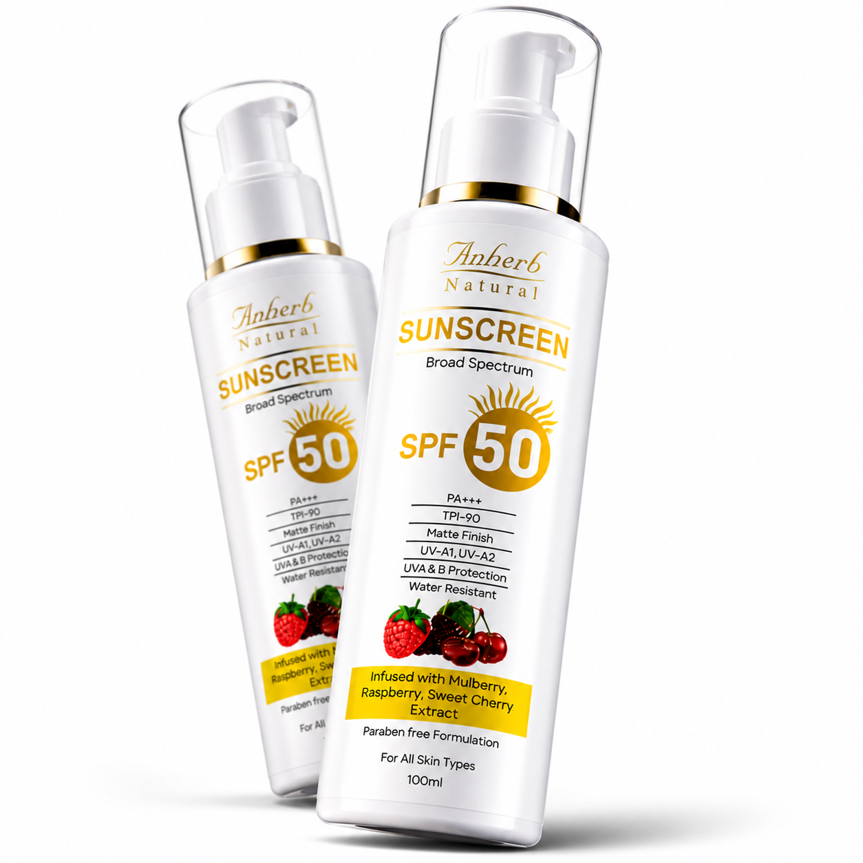 Anherb SPF 50 Sunscreen Lotion, UVA & UVB Protection| Broad Spectrum PA+++ Sunscreen | 100ml