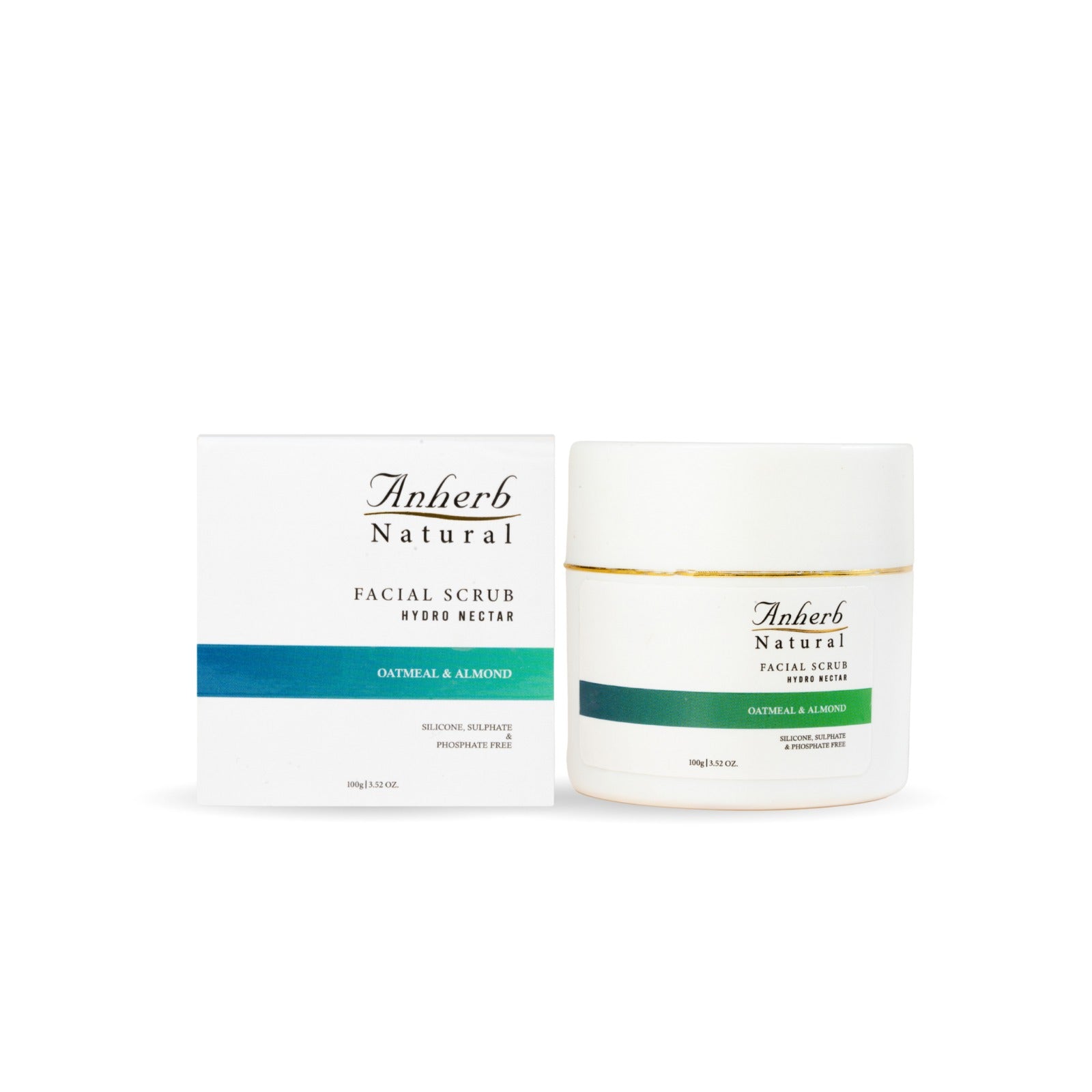 Anherb Natural Hydro Nectar Face Scrub - 100g | Exquisite Oatmeal & Almond Glow | Gentle Exfoliation