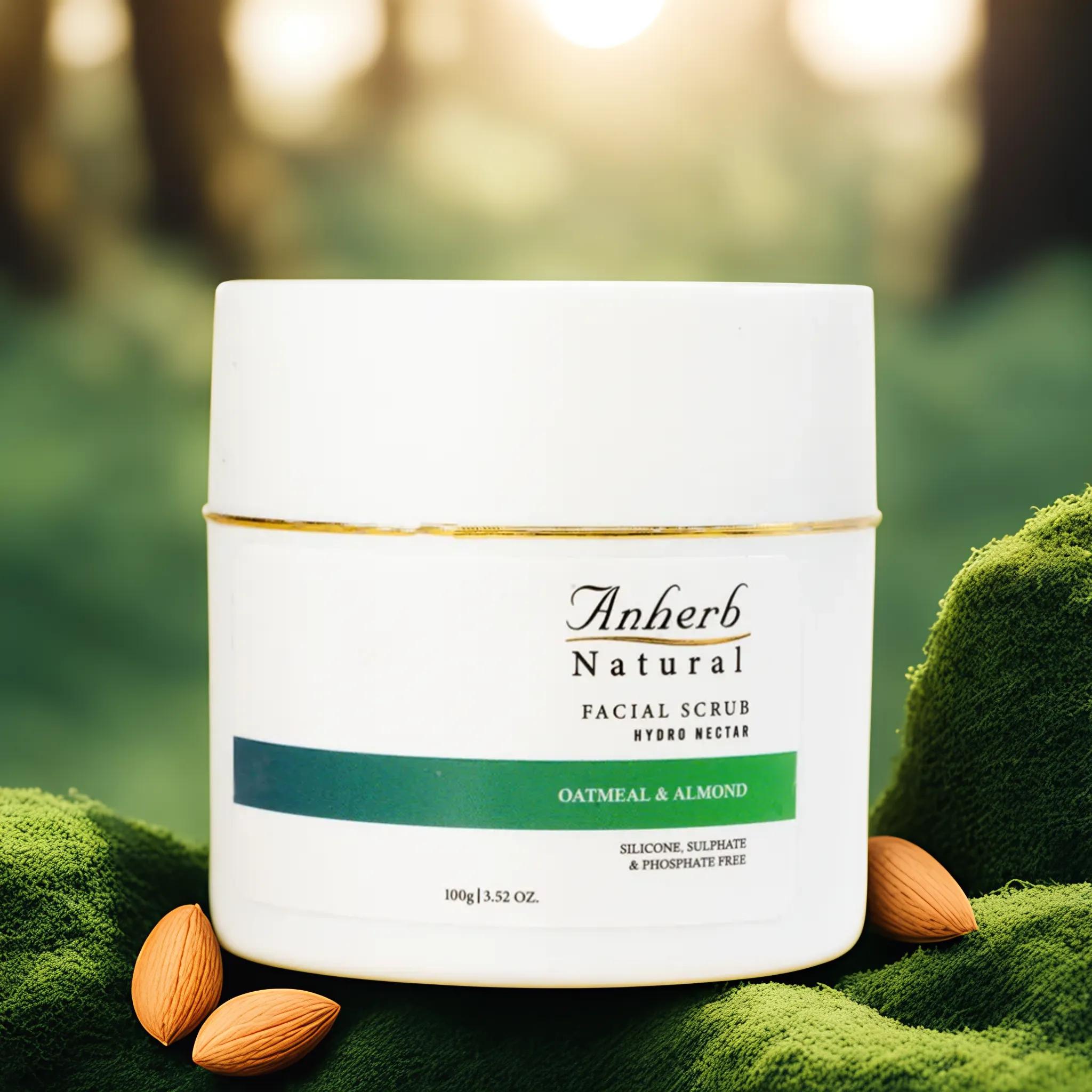 Anherb Natural Hydro Nectar Face Scrub - 100g | Exquisite Oatmeal & Almond Glow | Gentle Exfoliation