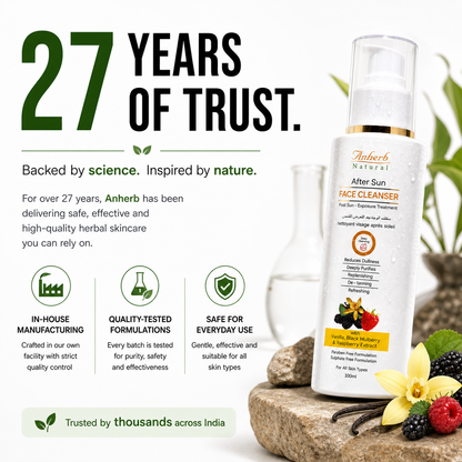 Anherb Natural After Sun Face Cleanser | Paraben Free | Wash For Brighter And Glowing Skin | All Skin Types | 100 ml