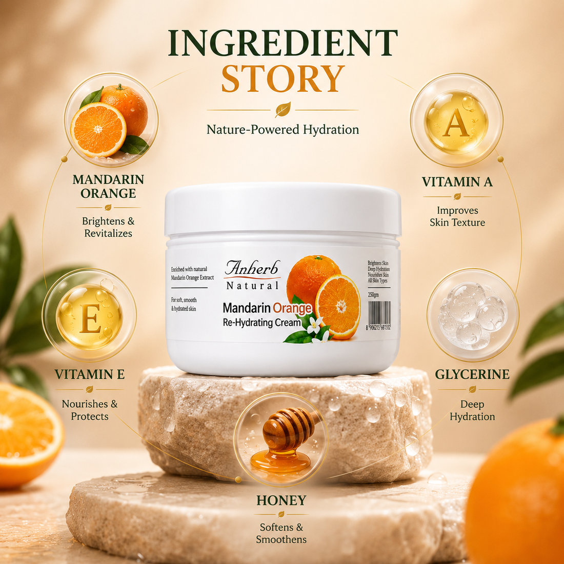 Mandarin Orange Re-Hydrating Cream - 250gm