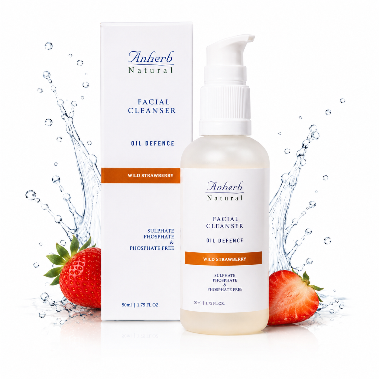 Anherb Natural Oil Defence | Gel Based Facial Cleanser - 50 ml | Wild Strawberry&