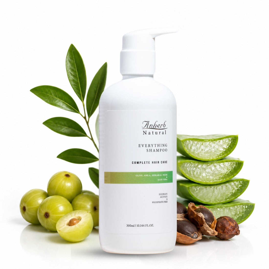 Anherb Everything Shampoo | Nourishing &amp; Strengthening Shampoo with Olive, Amla, Shikakai, Neem &amp; Aloe Vera | 300ml