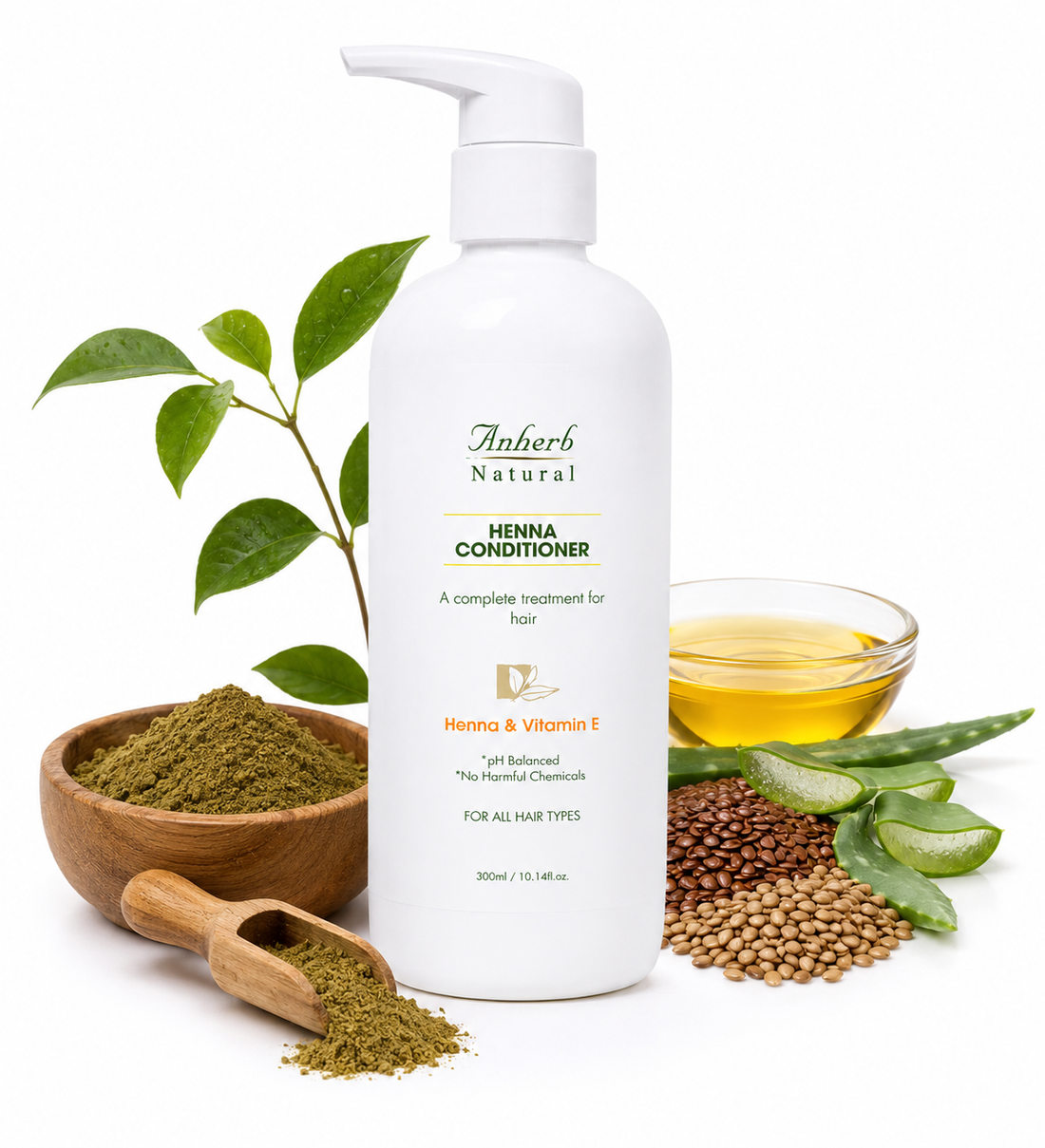 Anherb Henna Cream Conditioner | Nourishing Hair Conditioner with Henna &amp; Vitamin E | 300ml