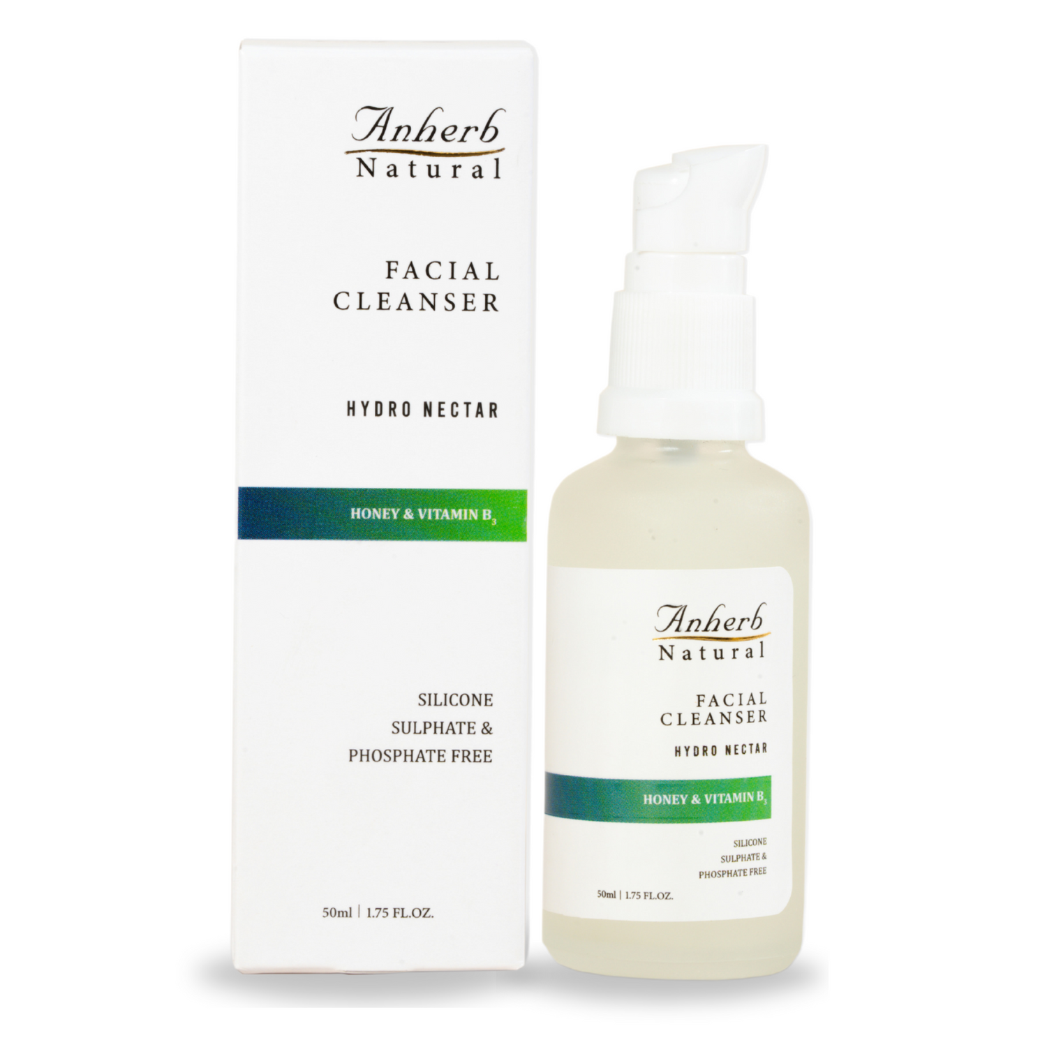 Anherb Natural Hydro Nectar Facial Cleanser | Honey &amp; Vitamin B3 Radiance For Gentle Hydration