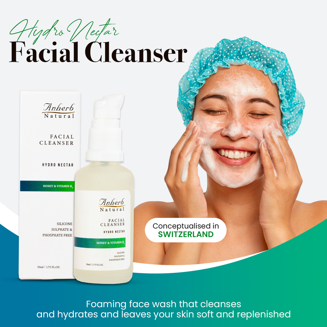 Anherb Natural Hydro Nectar Facial Cleanser | Honey & Vitamin B3 Radiance For Gentle Hydration