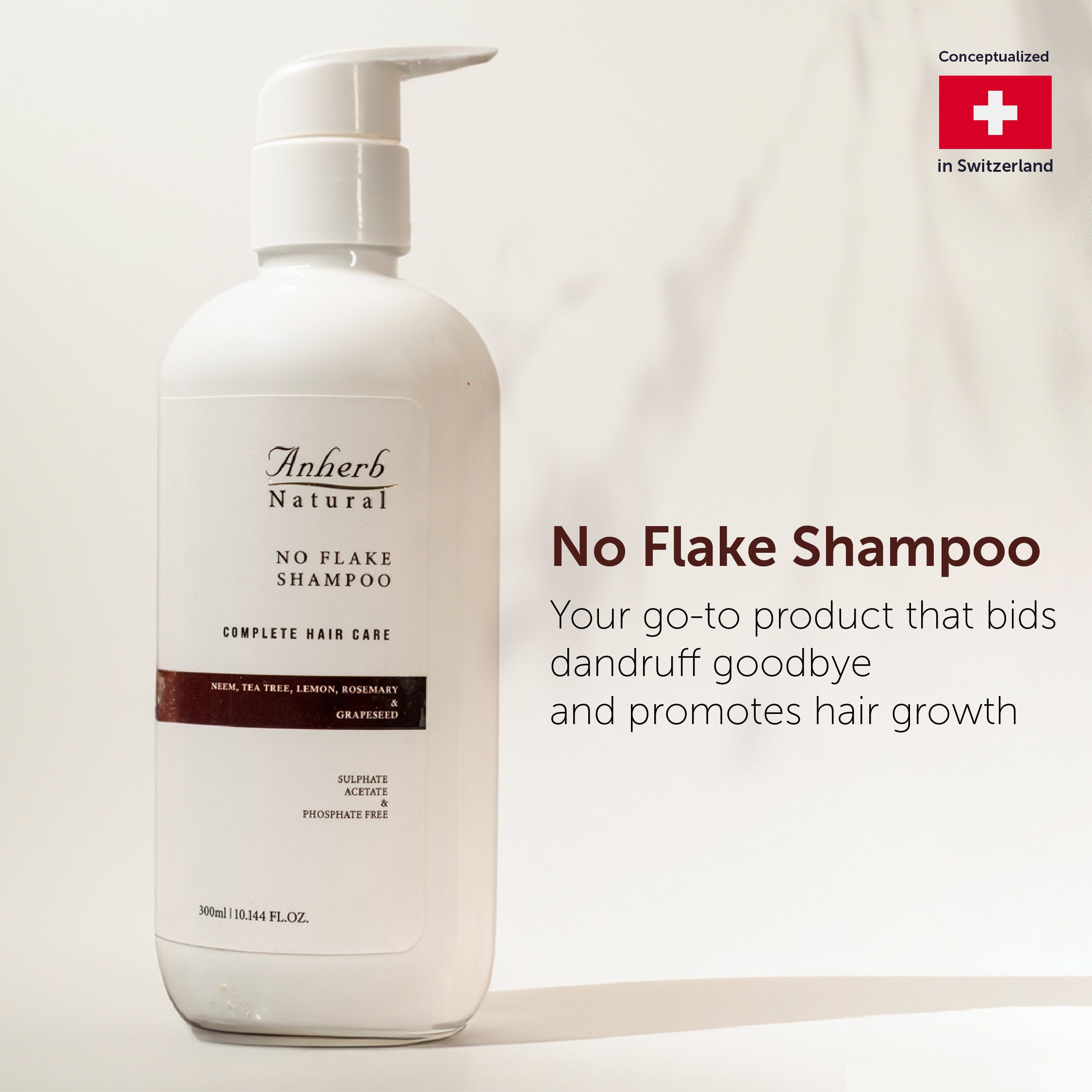 No Flake Shampoo - 300ml | Lemon, Tea Tree, Rosemary, Neem Blend