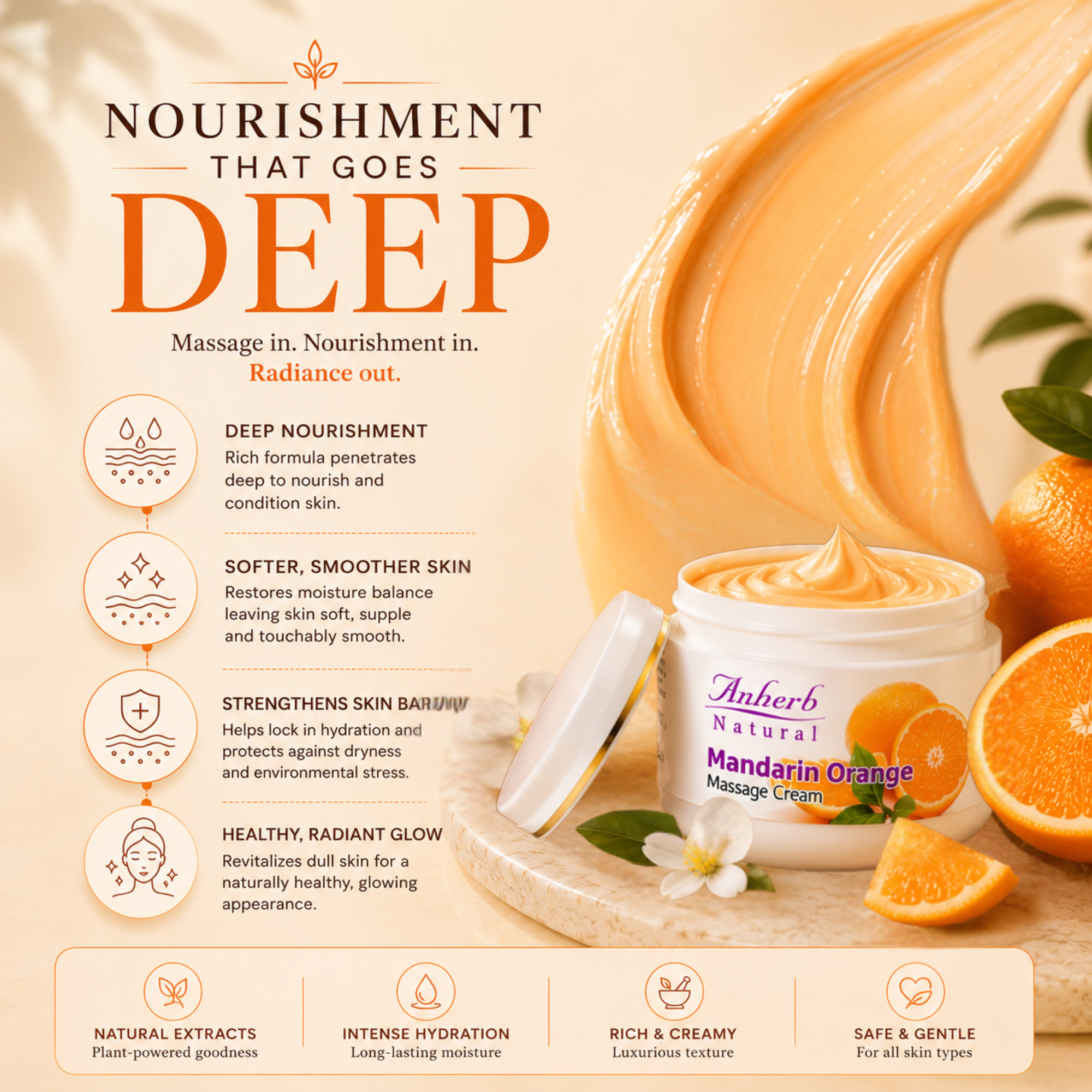 Mandarin Orange massage cream - 250gm