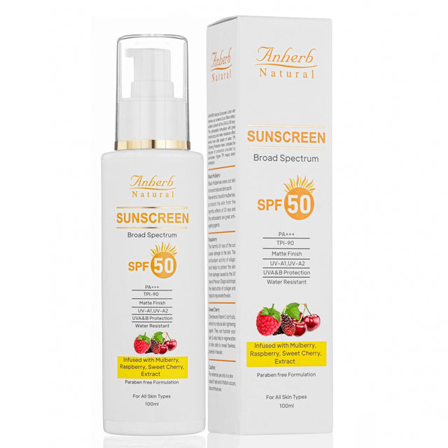 Anherb SPF 50 Sunscreen Lotion, UVA & UVB Protection| Broad Spectrum PA+++ Sunscreen | 100ml