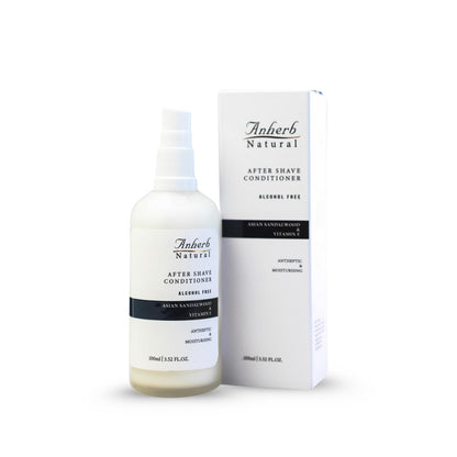 Anherb Natural Premium After Shave Conditioner - 100ml | Asian Sandalwood &amp; Vitamin E Formula | Alcohol-Free, Antiseptic, Anti-Inflammatory