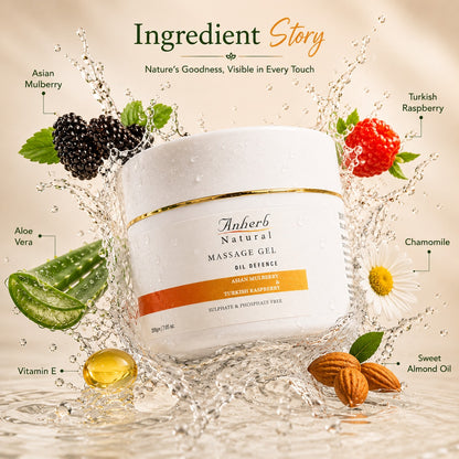 Anherb Oil Defence Massage Gel | Asian Mulberry &amp; Turkish Raspberry| 200g