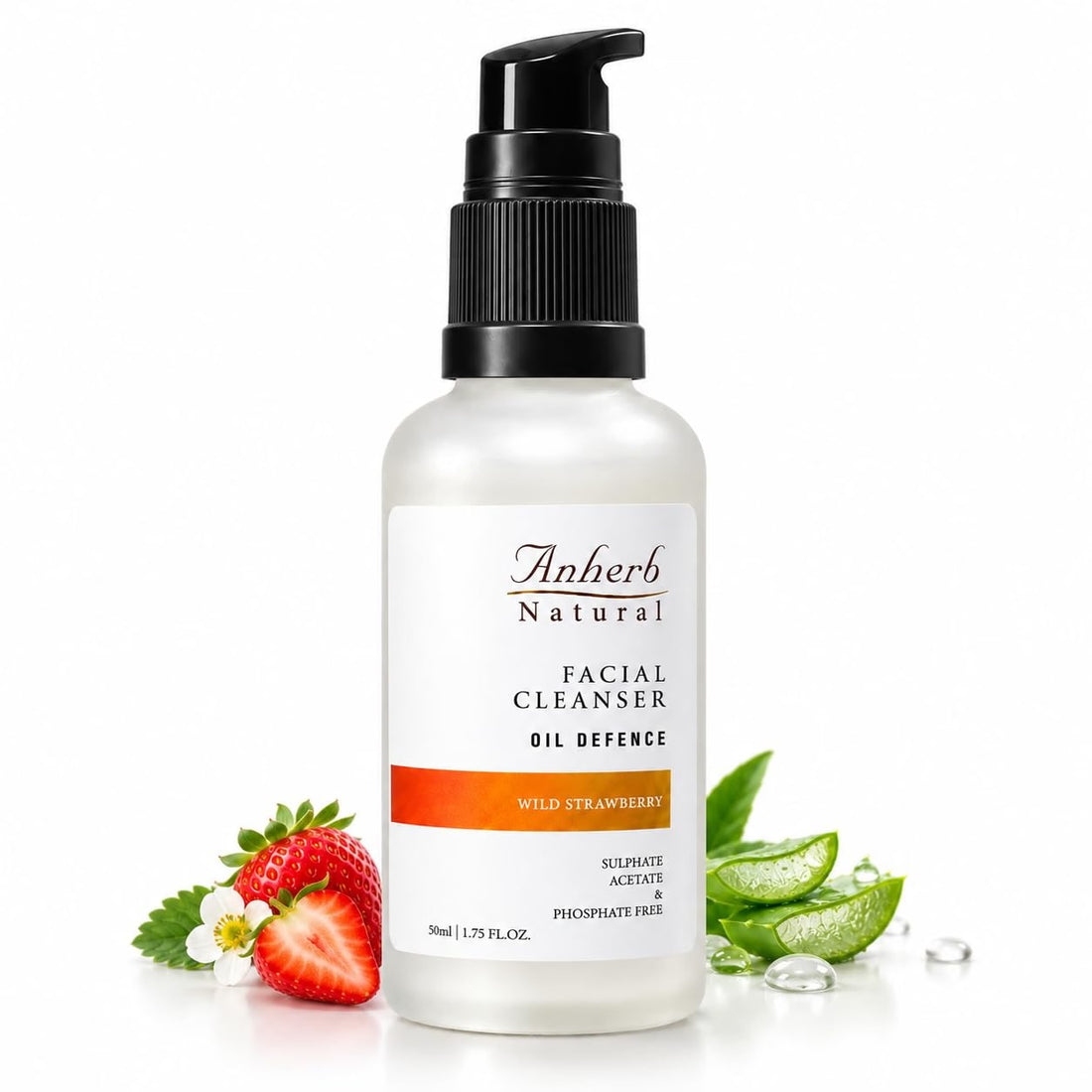 Anherb Natural Oil Defence | Gel Based Facial Cleanser - 50 ml | Wild Strawberry&