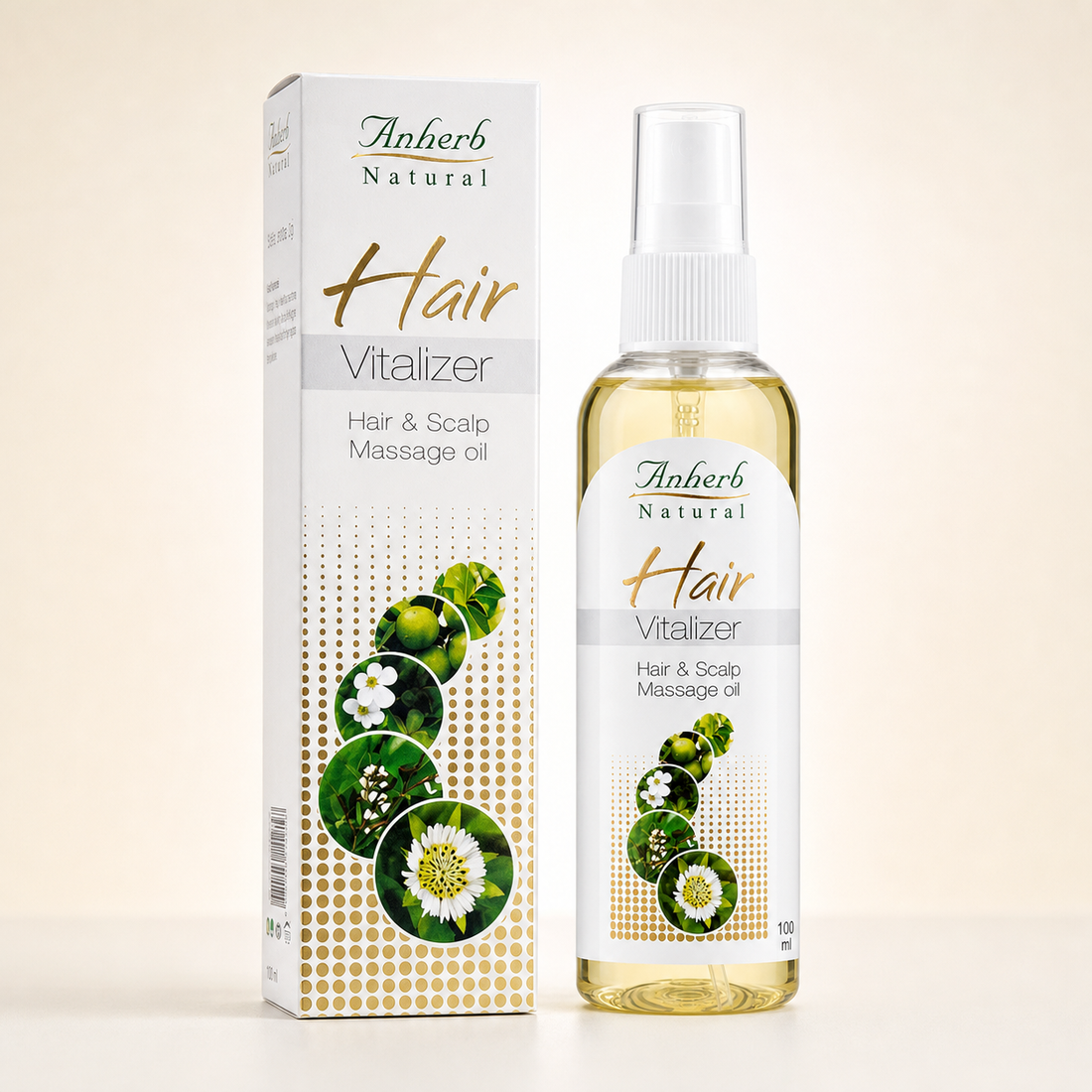 Anherb Natural Hair Vitalizer 100ml bottle and carton — main product view