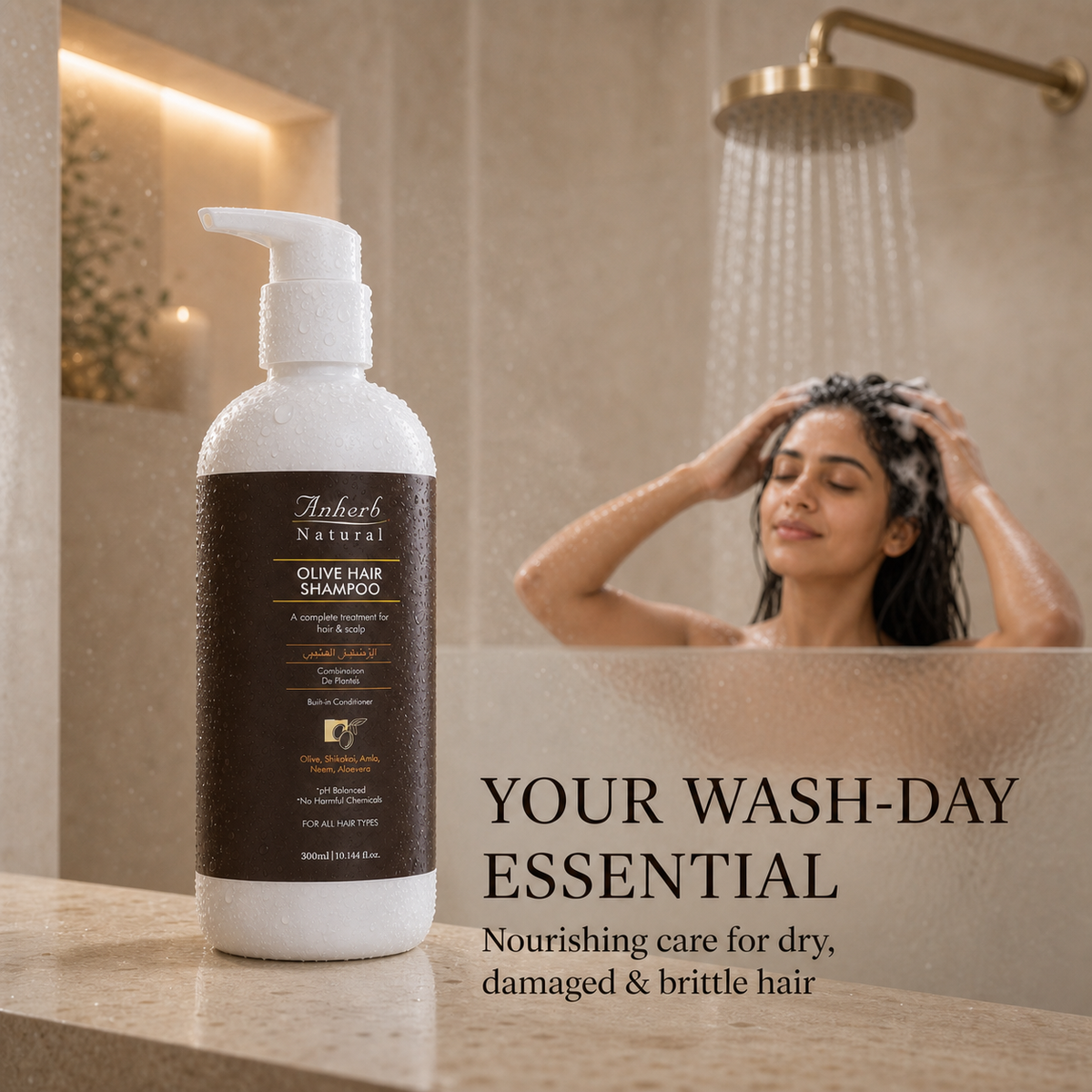 Anherb Natural Olive Hair Shampoo — shower lifestyle