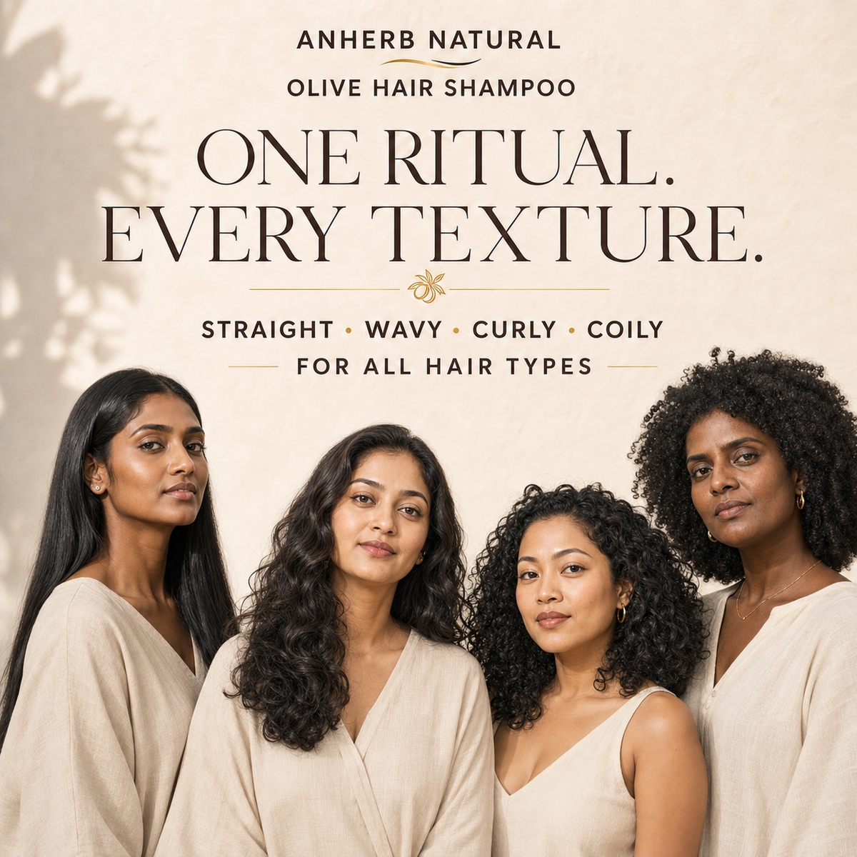 Anherb Natural Olive Hair Shampoo — suitable for straight, wavy, curly and coily hair