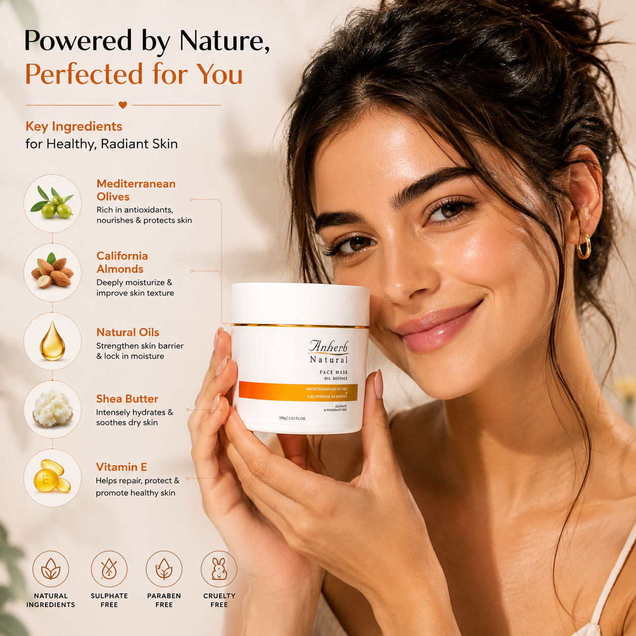 Anherb Oil Defence Face Mask | Deep Cleansing Clay Mask for Oily &amp; Acne-Prone Skin | 200gm