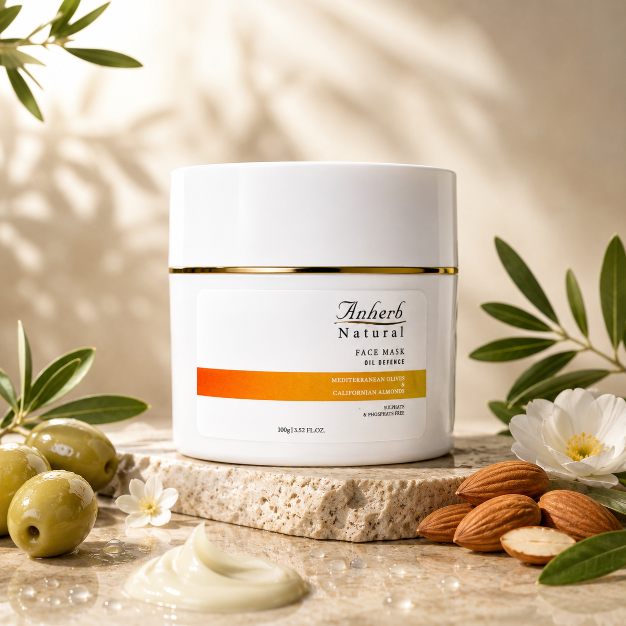 Anherb Oil Defence Face Mask | Deep Cleansing Clay Mask for Oily &amp; Acne-Prone Skin | 200gm