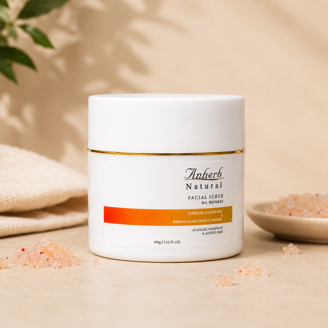Anherb Oil Defence Face Scrub | Exfoliating Face Scrub for Oily &amp; Combination Skin | Turkish Raspberry &amp; Himalayan Sweet Cherry