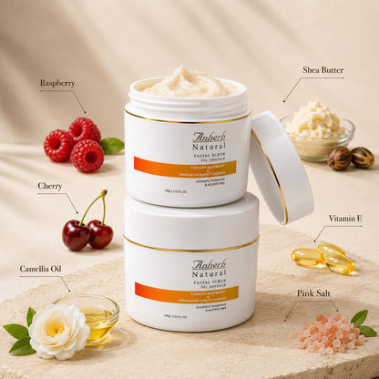 Anherb Oil Defence Face Scrub | Exfoliating Face Scrub for Oily &amp; Combination Skin | Turkish Raspberry &amp; Himalayan Sweet Cherry